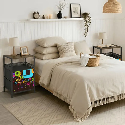 Midcentury Modern Side Table - Nightstand with USB & AC Outlets - retro bedside table