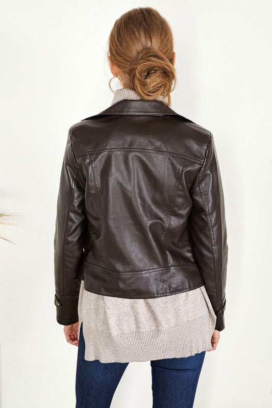 MOTO JACKET WITH ZIPPERED POCKETS