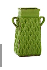 MULTI COLORED CERAMIC VASE WITH HANDLES