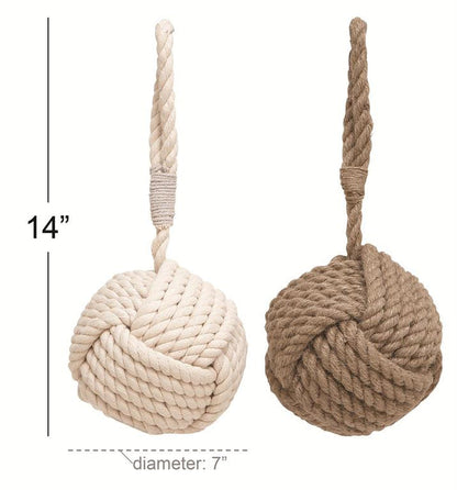 MULTI COLORED JUTE KNOT SCULPTURE WITH HANGING LOOP