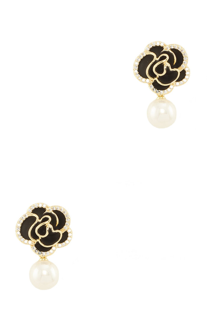NO 5 BLACK FLOWER EARRINGS
