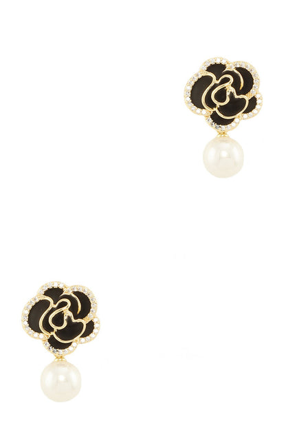 NO 5 BLACK FLOWER EARRINGS
