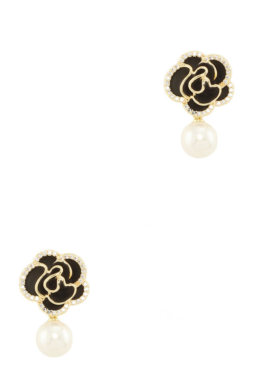 NO 5 BLACK FLOWER EARRINGS