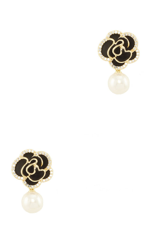 NO 5 BLACK FLOWER EARRINGS