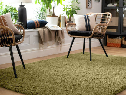 Noodle Plain Olive Shaggy Rug - 230x160cm