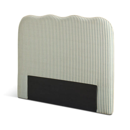 Onda Linen Double Headboard - Stripe Sage | Soft velvet bed backboard