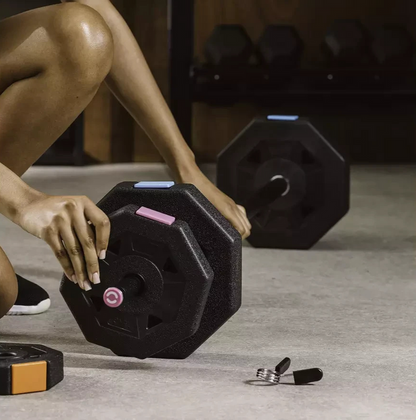 Opti Vinyl Barbell Set 20kg | Strength Training Weights Home Gym Equipment