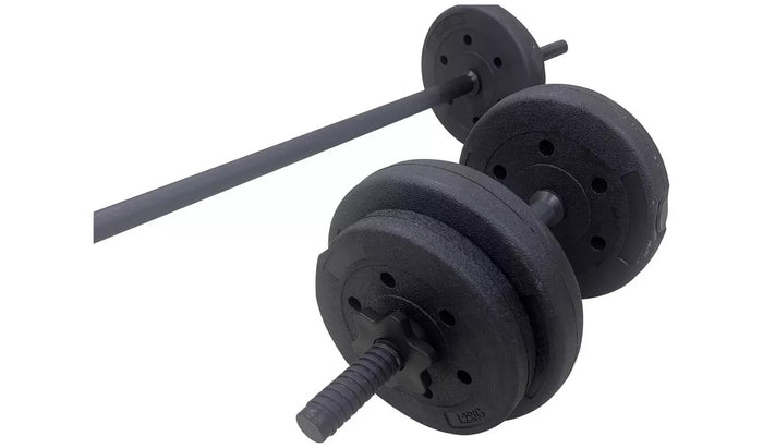 Opti Vinyl Dumbbell and Barbell Set 25kg | Strength Training Weights Home Gym