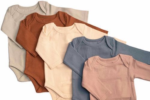 Organic cotton bodysuit ribbed cotton long sleeve