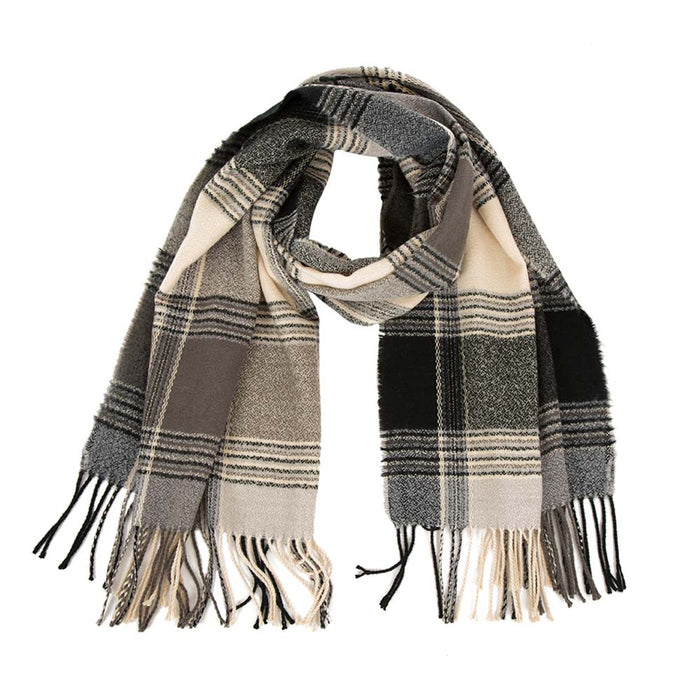 Oversized Fashion Multicolor Plaid Scarf with Tassels, Set of 2