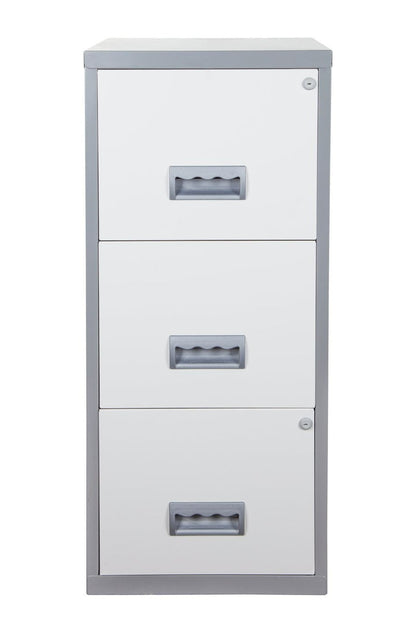 Pierre Henry 3 Drawer A4 Filing Cabinet - Silver & White | Metal filing cabinet