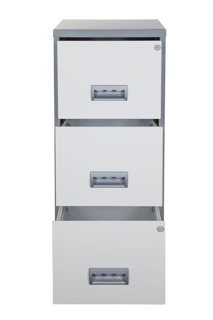 Pierre Henry 3 Drawer A4 Filing Cabinet - Silver & White | Metal filing cabinet