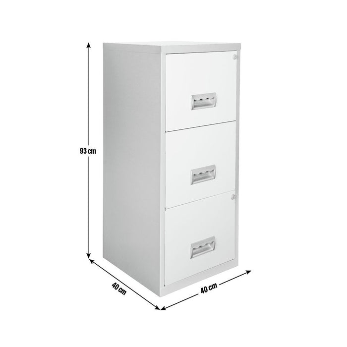 Pierre Henry 3 Drawer A4 Filing Cabinet - Silver & White | Metal filing cabinet