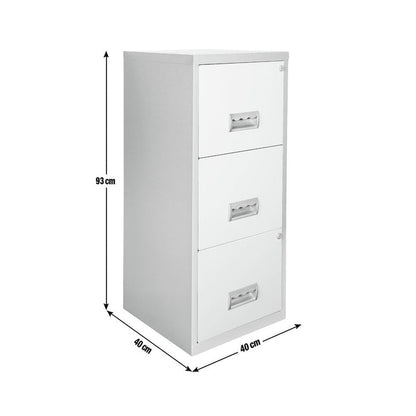 Pierre Henry 3 Drawer A4 Filing Cabinet - Silver & White | Metal filing cabinet