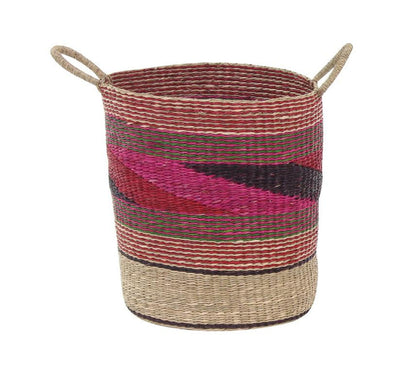 PINK SEA GRASS ECLECTIC STORAGE BASKET