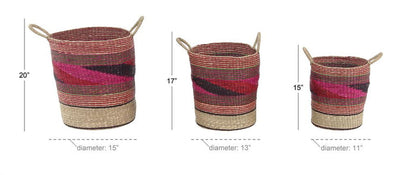 PINK SEA GRASS ECLECTIC STORAGE BASKET
