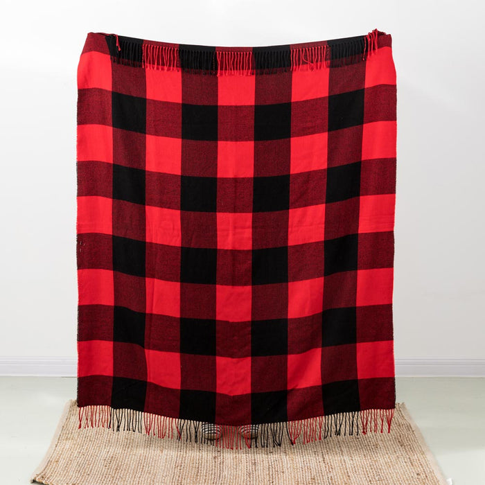 Plaid Check Tassel Throw Blanket, 50" x 60", Red