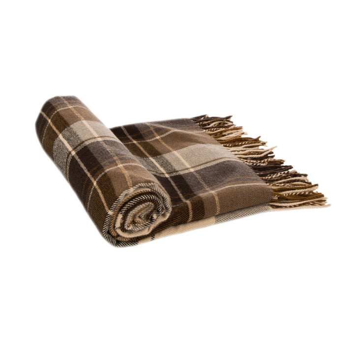 Plaid Woven Throw Blanket Winter Lattice Shawl Wrap with Tassels, Khaki, 50 × 60 Inch