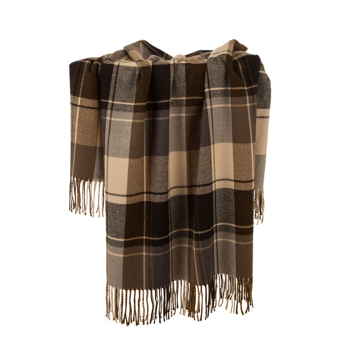 Plaid Woven Throw Blanket Winter Lattice Shawl Wrap with Tassels, Khaki, 50 × 60 Inch
