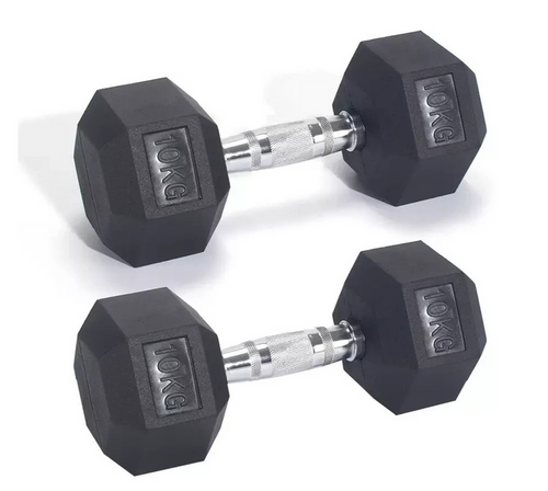 Pro Fitness 10kg Hex Dumbbell Set | Strength Training Weights Home Gym Equipment