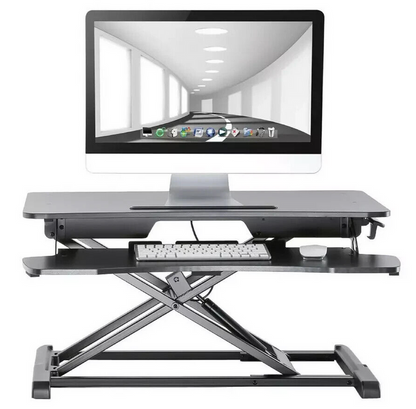 ProperAV Two-Tier Stand-Up Desk Workstation - Black