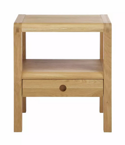 Radius 1 Drawer Bedside Table Oak | Bedroom Nightstand Furniture