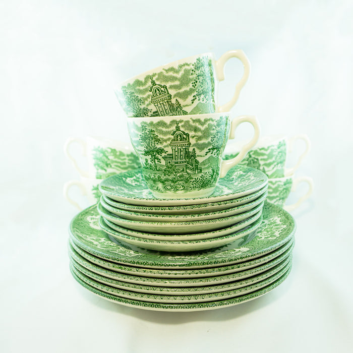 RARE Pattern! Midcentury Tableware EIT Ltd. RENAISSANCE Green Tea Sets