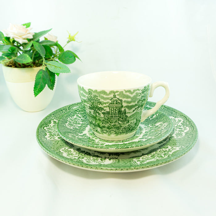 RARE Pattern! Midcentury Tableware EIT Ltd. RENAISSANCE Green Tea Sets