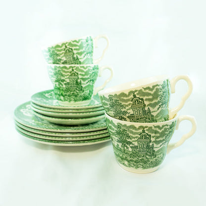 set of 4 Trios of plate + saucer + cup [four persons]