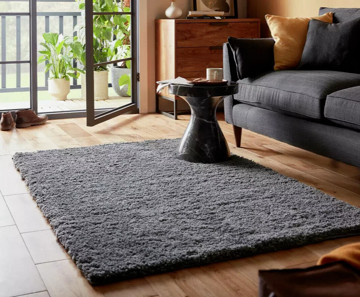 Recycled Cosy Plain Shaggy Rug - 160x230cm - Grey | Soft Living Carpet