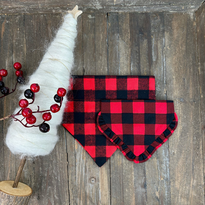 Red & Black Buffalo Check Dog Bandana - Christmas Collection