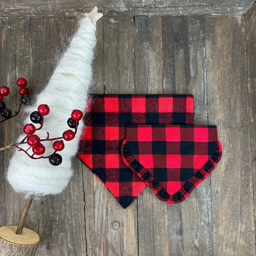 Red & Black Buffalo Check Dog Bandana - Christmas Collection