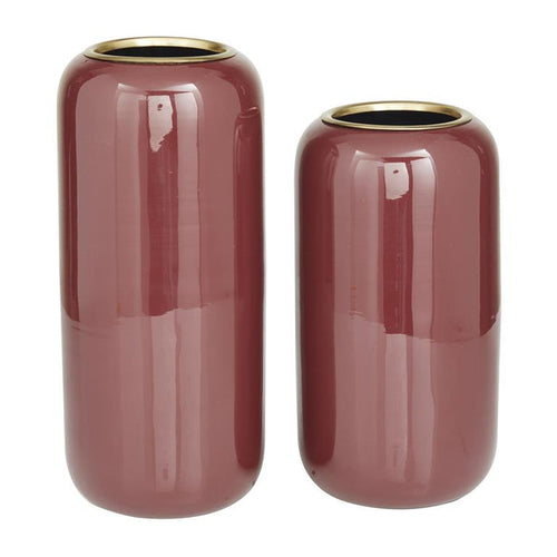 RED METAL VASE,