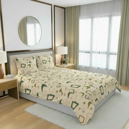 Retro 1960s Midcentury Bedding Set – Soft Quilt Cover in 4 Sizes - retro bedding