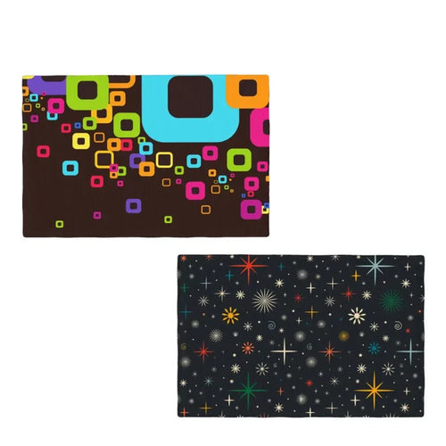 Retro 60s 70s Dining Placemats Set – Insulated Imitation Linen Table Mats - retro table linen