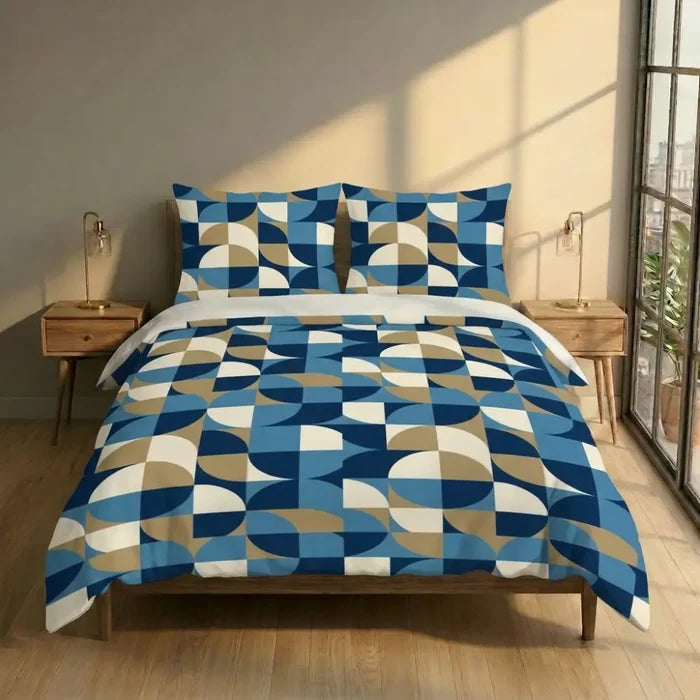 Retro 60s Geometric Twin Duvet Cover Set: Midcentury Modern Bedding 55’’x79’’ - Bedding - retro