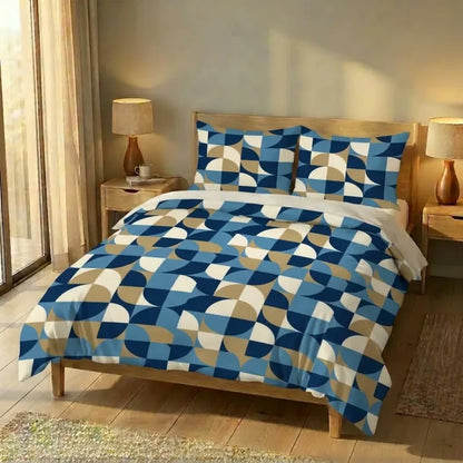 Retro 60s Geometric Twin Duvet Cover Set: Midcentury Modern Bedding 55’’x79’’ - Bedding - retro