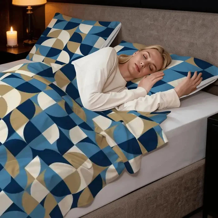 Retro 60s Geometric Twin Duvet Cover Set: Midcentury Modern Bedding 55’’x79’’ - Bedding - retro