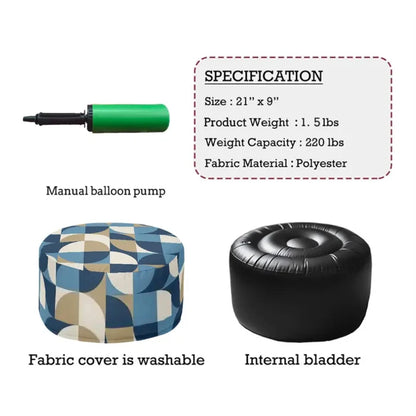Retro 60s Inflatable Midcentury Modern Ottoman Footstool Seat - pouf