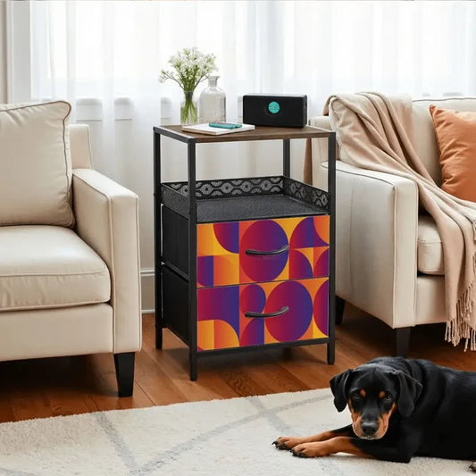 Retro 60s Midcentury Bedside Cabinet with Integrated Power Access - retro bedside table