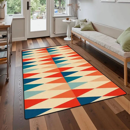 Retro 60s Mod Style Area Rug – Midcentury Diamonds Floor Decor - retro rug