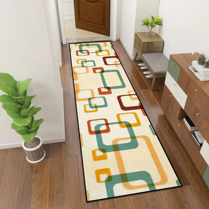 Retro 60s Runner Rug – Midcentury Modern Multi Sizes Non-Slip Polyester - retro runner