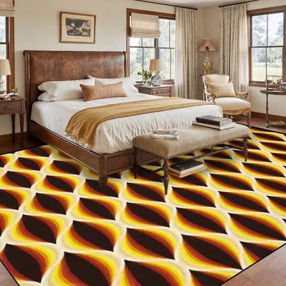 Retro 70s Area Rug 12x9 ft – Midcentury Plush Honeycomb Carpet - retro rug