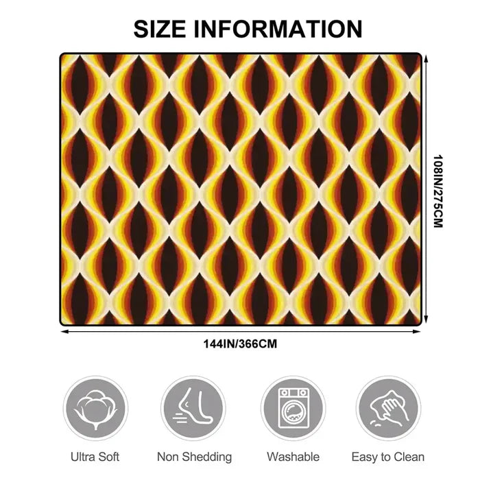 Retro 70s Area Rug 12x9 ft – Midcentury Plush Honeycomb Carpet - retro rug