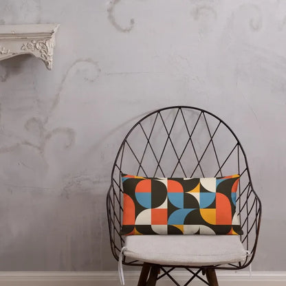 RETRO 70s GEOMETRIC PATTERN Premium Pillow Midcentury Style Home Accent - retro pillow
