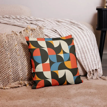 RETRO 70s GEOMETRIC PATTERN Premium Pillow Midcentury Style Home Accent - retro pillow