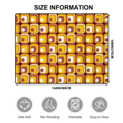 Retro 70s Orange Midcentury Rug 12x9 ft – Soft Non-Slip Living Room Carpet - retro rug