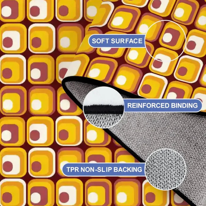 Retro 70s Orange Midcentury Rug 12x9 ft – Soft Non-Slip Living Room Carpet - 8’’x 6’’ - retro rug