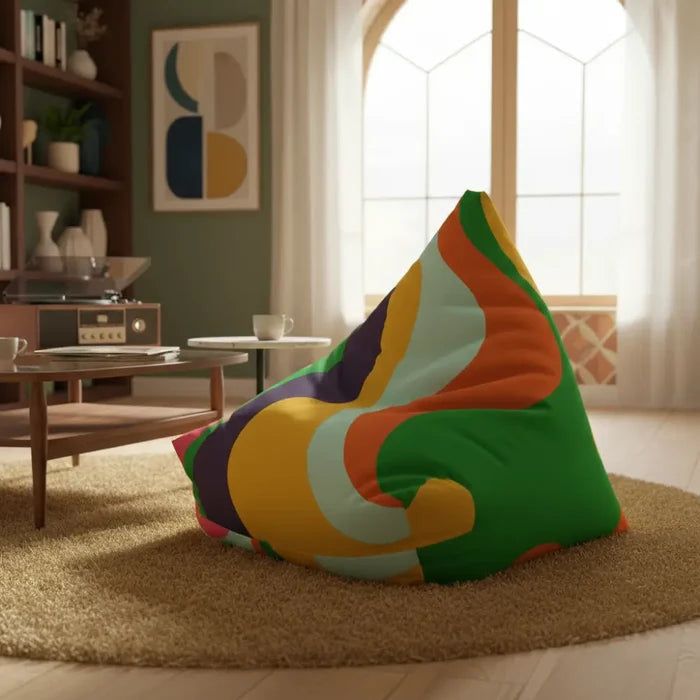 Retro 70s Psychedelic Bean Bag Chair Cover | Cozy Floor Seating 2 Sizes - retro bean bag