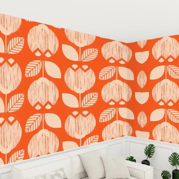 Retro 70s Stick and Peel Wallpaper: Mid-Century Modern Removable Mural - 144’’x100’’ - retro wallpaper